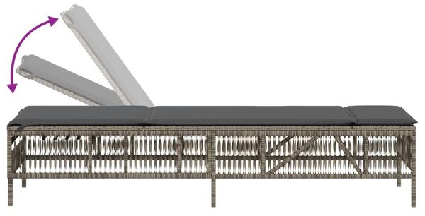 VidaXL Polyrattan Napozóágy Szett - 2 db, Szürke