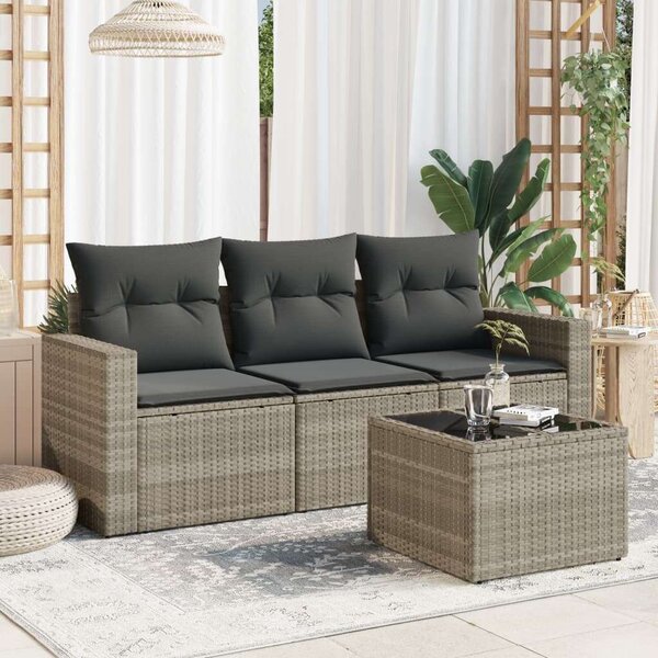 VidaXL Polyrattan Kerti Ülőgarnitúra - 4 részes - Világosszürke