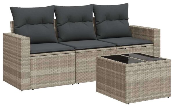 VidaXL Polyrattan Kerti Ülőgarnitúra - 4 részes - Világosszürke