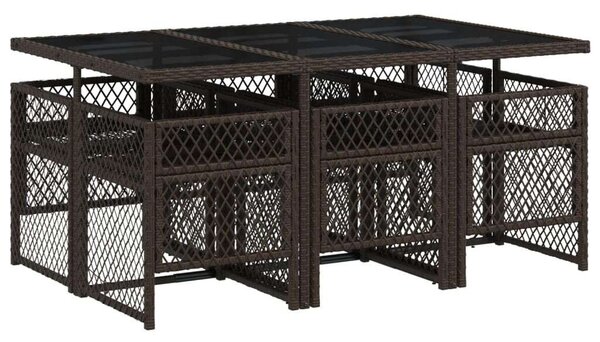 VidaXL Polyrattan Kerti Étkezőgarnitúra - 7 részes, Barna
