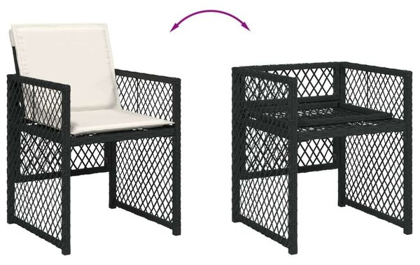 VidaXL Kerti Étkezőgarnitúra - 11 részes - Fekete Polyrattan