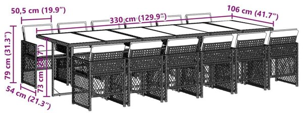 VidaXL Polyrattan Kerti Étkezőgarnitúra - 13 részes - Bézs