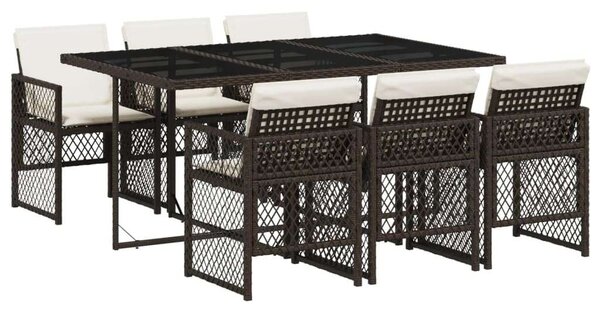 VidaXL Polyrattan Kerti Étkezőgarnitúra - 7 részes, Barna