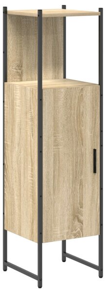 3 darabos Fürdőszoba Bútor Szett Sonoma tölgy Műanyag, Fürdőszoba Tükör Polccal Sonoma tölgy 50x12x60 cm Műanyag