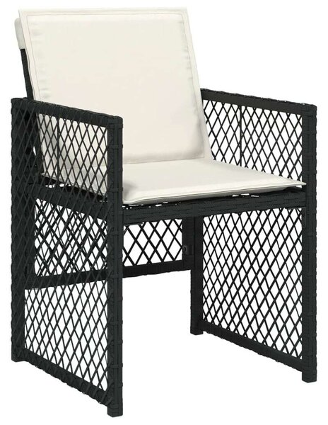 VidaXL Kerti Étkezőgarnitúra - 9 részes - Fekete Polyrattan