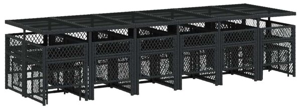 VidaXL 17 részes fekete polyrattan kerti étkezőgarnitúra párnákkal