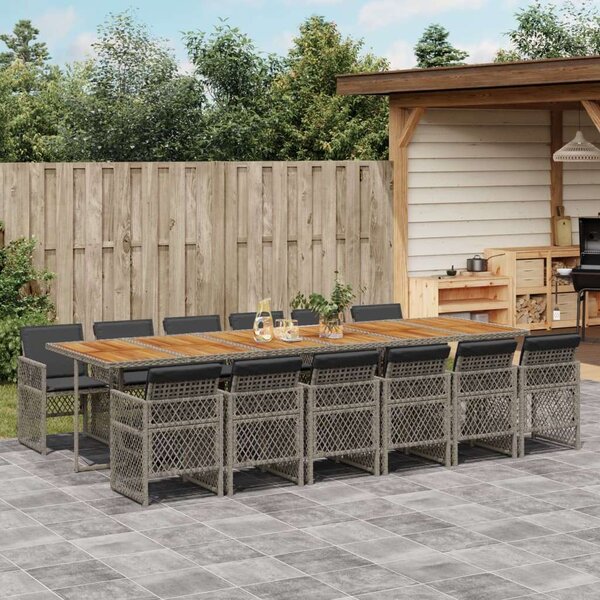 VidaXL 13 részes szürke polyrattan kerti ülőgarnitúra párnákkal