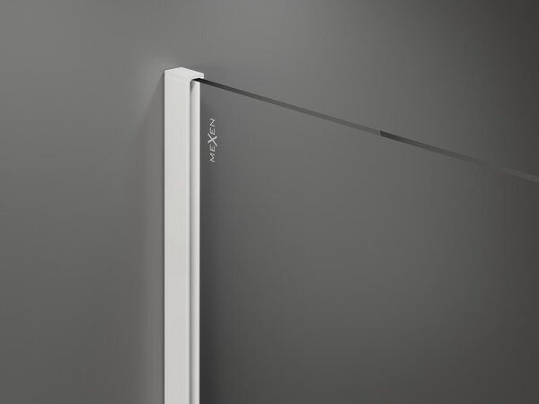 Mexen Kioto, Walk-In zuhany paraván 70 x 200 cm, 8mm üveg tiszta / fekete mintás, fehér profil, 800-070-101-20-78