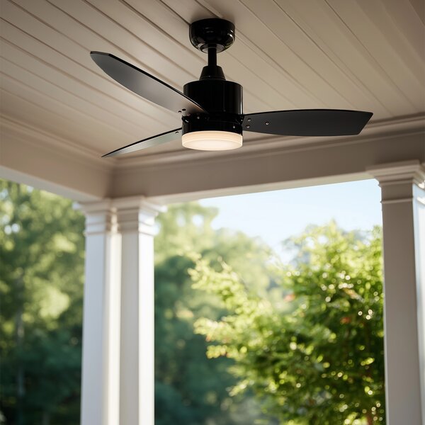 Kültéri mennyezeti ventilátor fekete 91,3 cm LED-del, fényerőszabályzóval, távirányítóval IP44 - Toledo