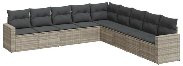 VidaXL Polyrattan Kerti Ülőgarnitúra - 9 részes, Világosszürke