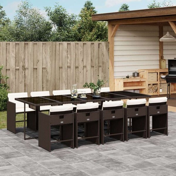 VidaXL 11 részes barna polyrattan kerti ülőgarnitúra párnákkal