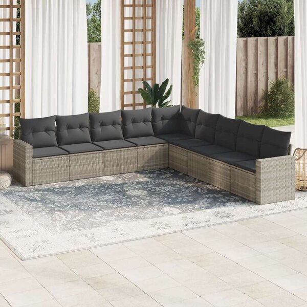 VidaXL Polyrattan Kerti Ülőgarnitúra - 9 részes, Világosszürke