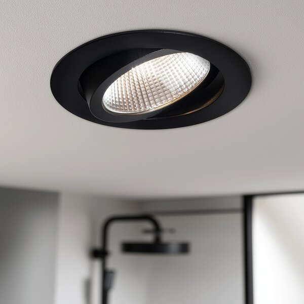 Süllyesztett spotlámpa fekete 9,5 cm LED-del 1015 lm szabályozható IP65 - Gaius