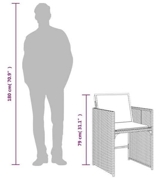 VidaXL - 13 Részes Kerti Étkezőgarnitúra - Bézs Polyrattan