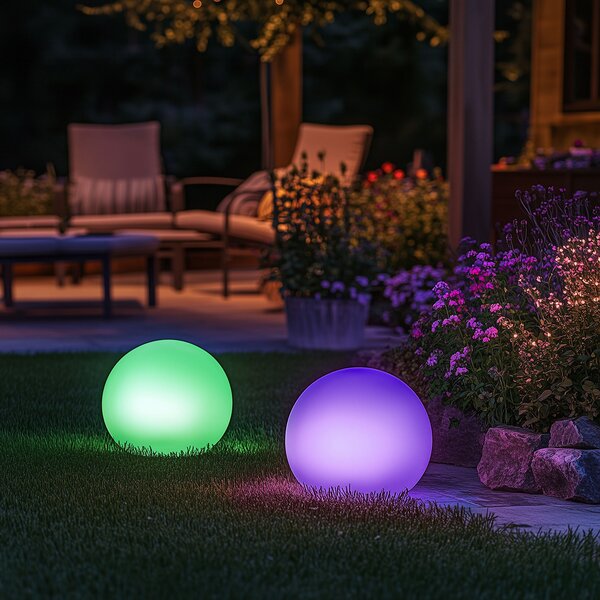 Kültéri lámpa fehér 30 cm, LED-del, IP44, napenergia, RGBW - Ludger