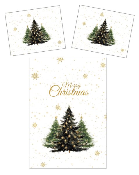 3D Mikroszálas ágyneműhuzat MERRY TREES fehér Ágyneműhuzat mérete: 2 ks 70 x 90 cm | 140 x 200 cm