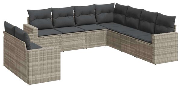 VidaXL Polyrattan Kerti Ülőgarnitúra - 9 részes, Világosszürke