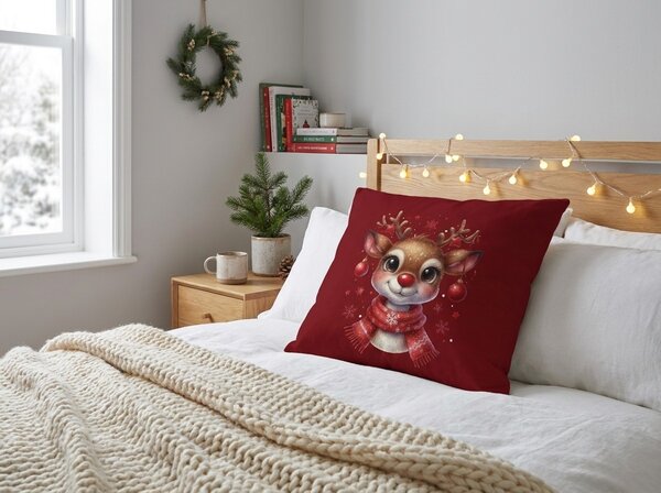 3D mikroszálas párnahuzat MERRY FAWN 45x45 cm, piros