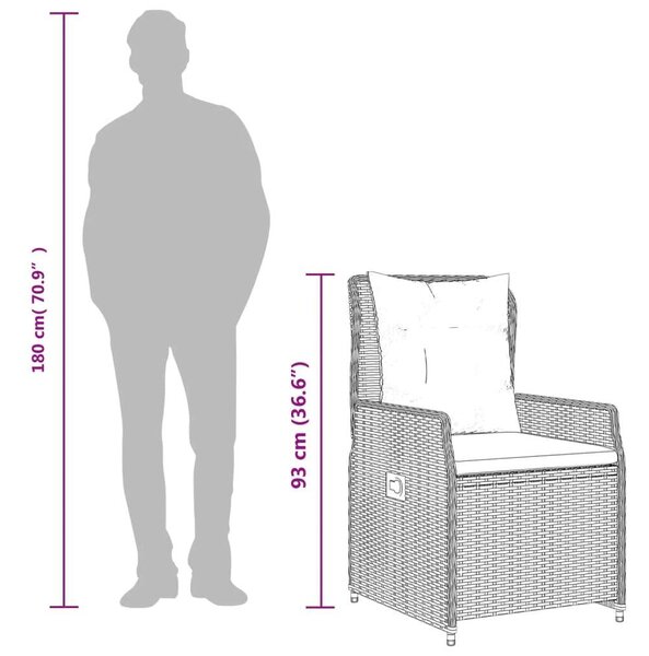 VidaXL 5részes világosszürke polyrattan kerti étkezőgarnitúra párnával