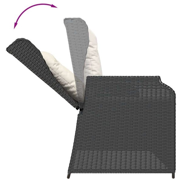 VidaXL Polyrattan Kerti Ülőgarnitúra - 3 részes - Fekete