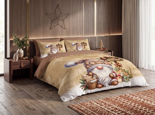 3D mikroszálas ágyneműhuzat GINGER GNOME barna Ágyneműhuzat mérete: 2 ks 70 x 90 cm | 140 x 200 cm