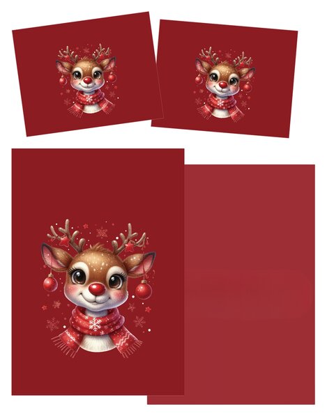 3D mikroszálas ágyneműhuzat MERRY FAWN piros Ágyneműhuzat mérete: 2 ks 70 x 90 cm | 140 x 200 cm
