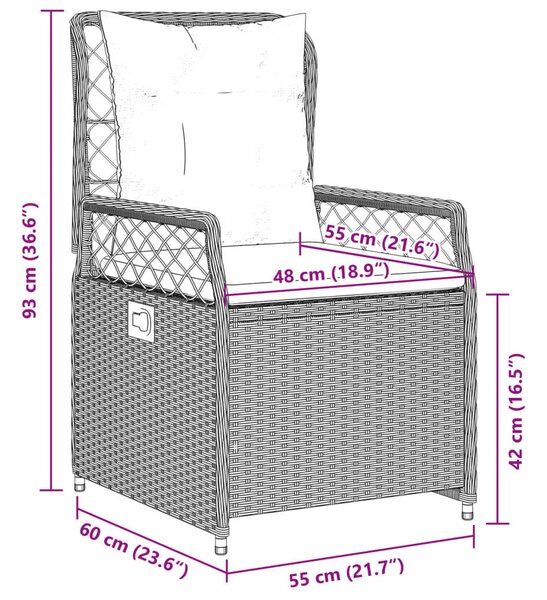 VidaXL Polyrattan Kertbútor Szett - 3 részes