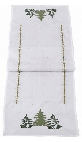 Karácsonyi asztali futó EVERGREEN CHARM 40x140 cm, fehér
