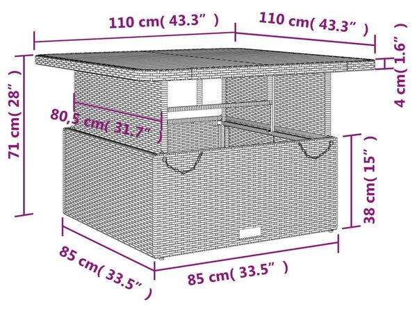 VidaXL 5 részes kerti étkezőgarnitúra - bézs polyrattan