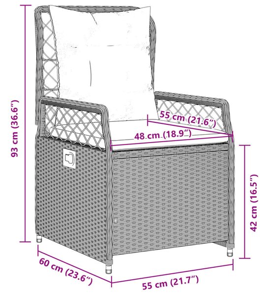 VidaXL Polyrattan Kerti Étkezőgarnitúra - 7 részes