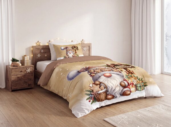 3D mikroszálas ágyneműhuzat GINGER GNOME barna Ágyneműhuzat mérete: 2 ks 70 x 90 cm | 140 x 200 cm