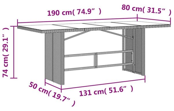 Polyrattan Kerti Étkezőgarnitúra - 7 részes - Világosszürke