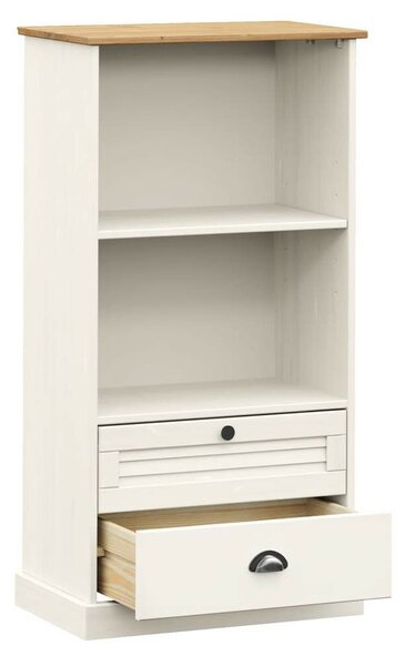 VIGO fehér tömör fenyőfa könyvespolc 60x35x114,5 cm
