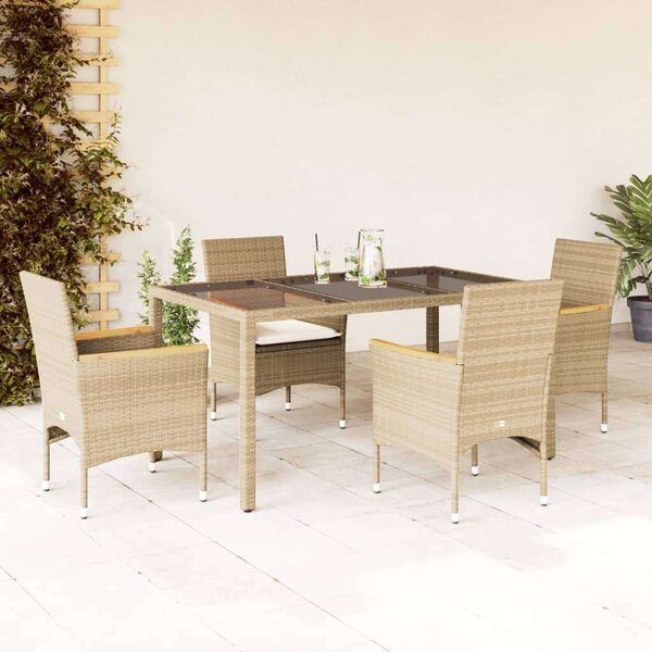 VidaXL Kerti Étkezőgarnitúra - Polyrattan - 5 részes - Bézs