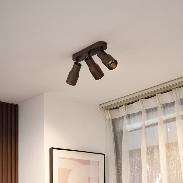 Kerek mennyezeti spotlámpa sötét bronz GU10 50 mm 3-fényes - Stanley