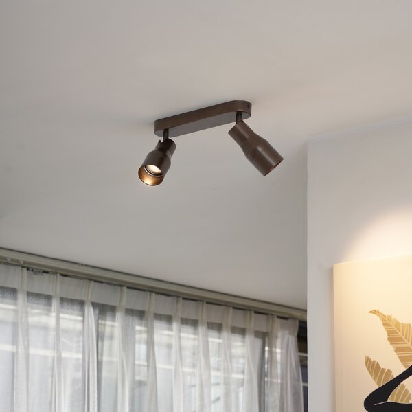 Kerek mennyezeti spotlámpa sötét bronz GU10 50 mm 2-fényes - Stanley
