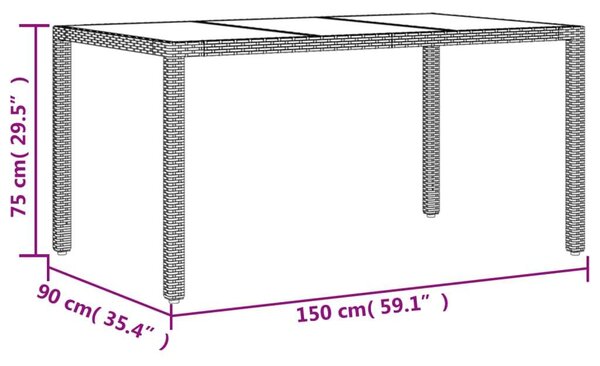 VidaXL 7 Részes Kerti Étkezőgarnitúra - Fekete Polyrattan/Akácfa