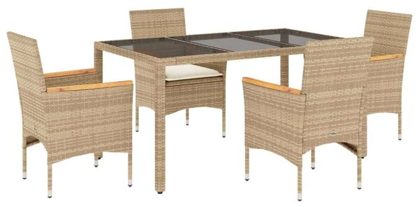 VidaXL Kerti Étkezőgarnitúra - Polyrattan - 5 részes - Bézs