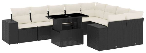 VidaXL Polyrattan Kerti Ülőgarnitúra - 10 részes - Fekete