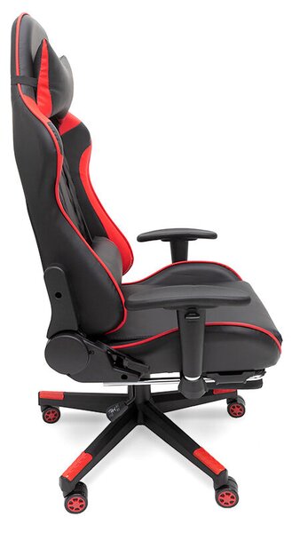 Piros gamer szék masszázsfunkcióval és kihúzható lábtartóval