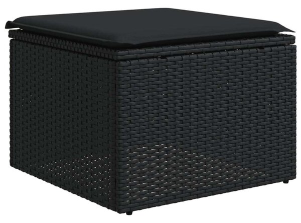VidaXL - 9 részes Kerti Ülőgarnitúra - Fekete Polyrattan
