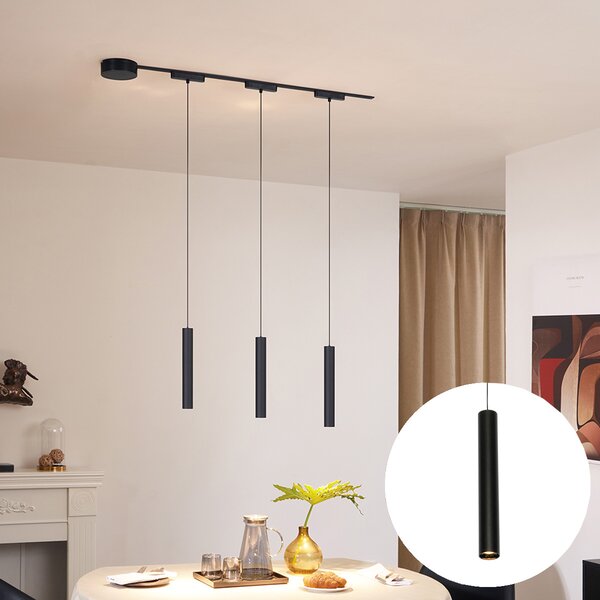 Modern sínrendszer 3 fekete függőlámpa foglalattal, 1 fázisú - Magnetic Cassie