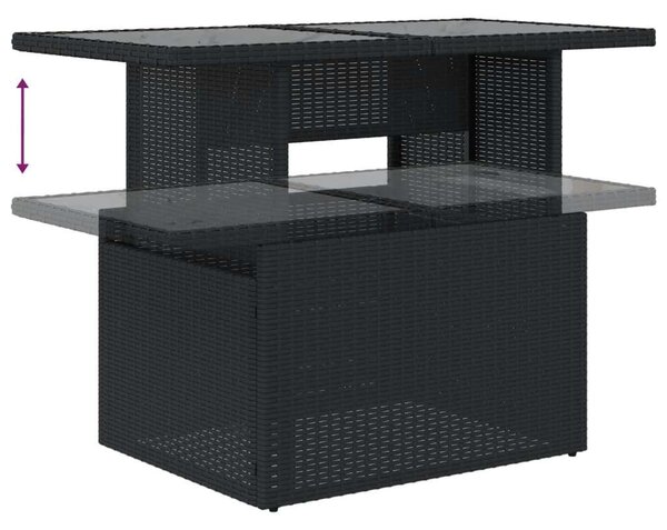 Polyrattan Kerti Ülőgarnitúra - 11 részes - Fekete