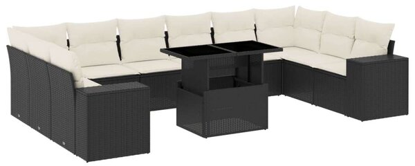 VidaXL Polyrattan Kerti Ülőgarnitúra - 11 részes - Fekete