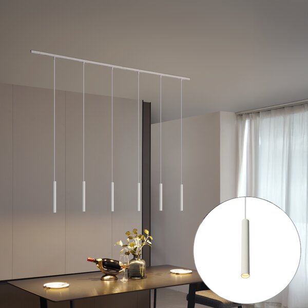 Modern sínrendszer 6 fehér függőlámpa foglalattal, 1 fázisú - Slimline Keno