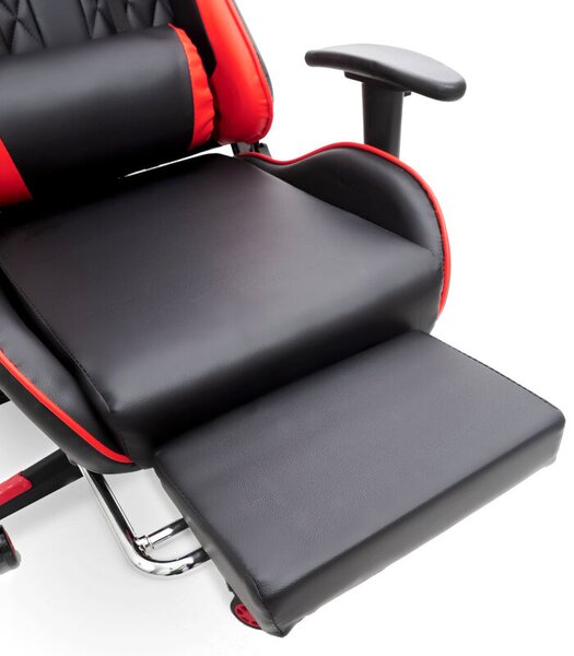 Piros gamer szék masszázsfunkcióval és kihúzható lábtartóval