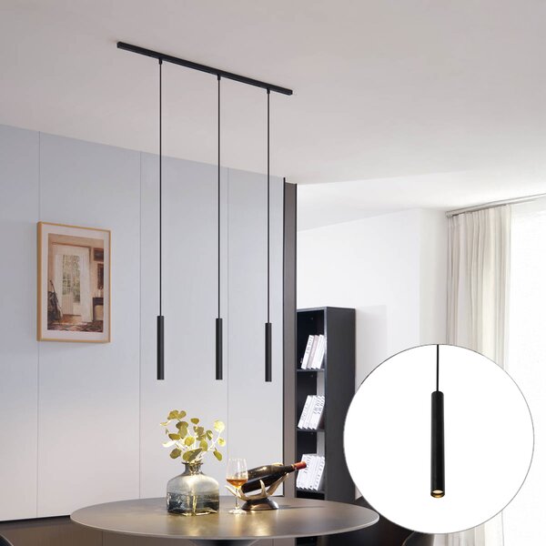 Modern sínrendszer 3 fekete függőlámpa foglalattal, 1 fázisú - Slimline Keno