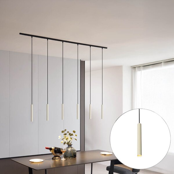 Modern sínrendszer 6 függőlámpa beépítéssel bézs és fekete színben 1 fázisú - Slimline Keno