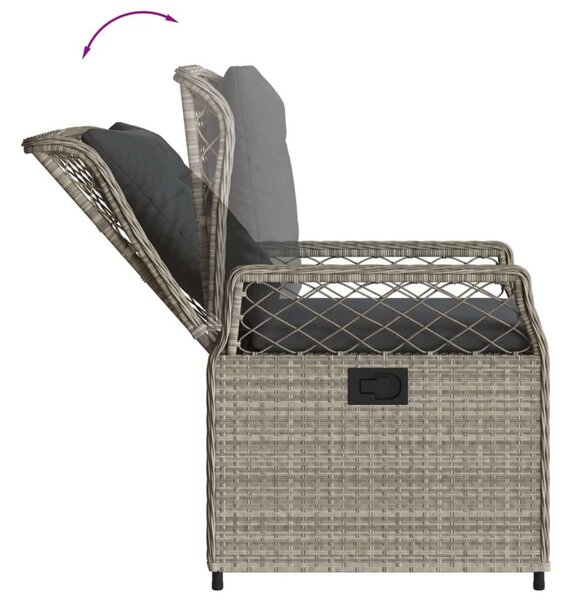 Polyrattan Kerti Étkezőgarnitúra - 7 részes - Világosszürke