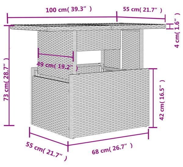 VidaXL Polyrattan Kerti Ülőgarnitúra - 9 részes - Fekete
